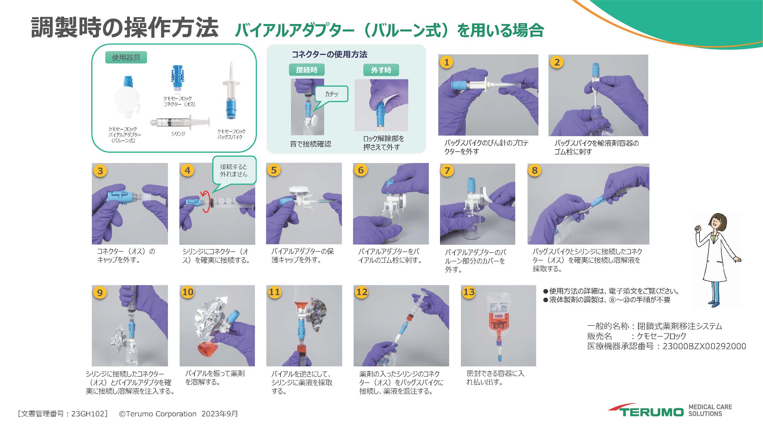 使用方法・指導ツール | ケモセーフロック | 医療機器 | テルモ